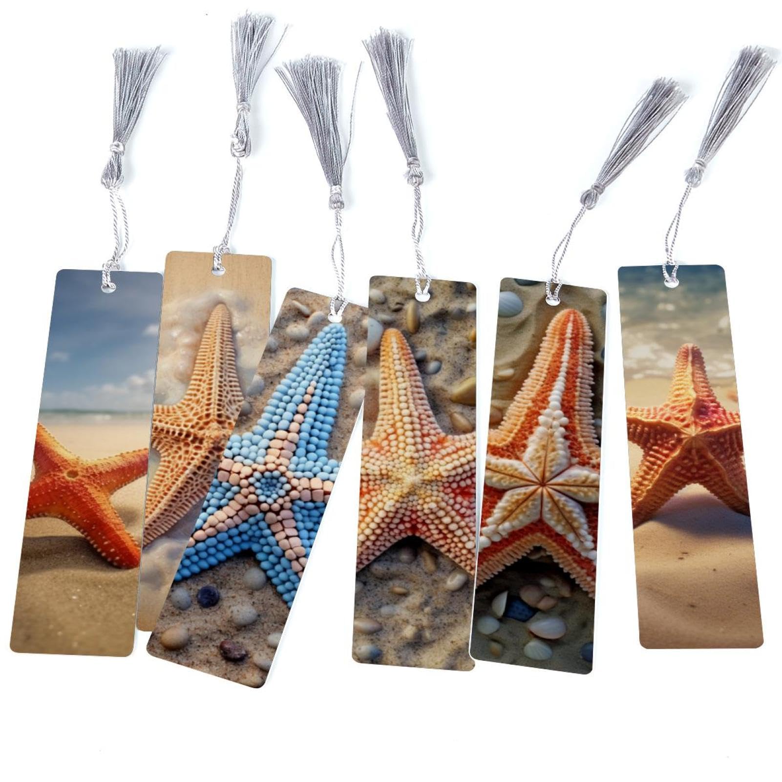 Marque-page étoile de mer jaune lot de 6 accessoires lecture tendance - 8