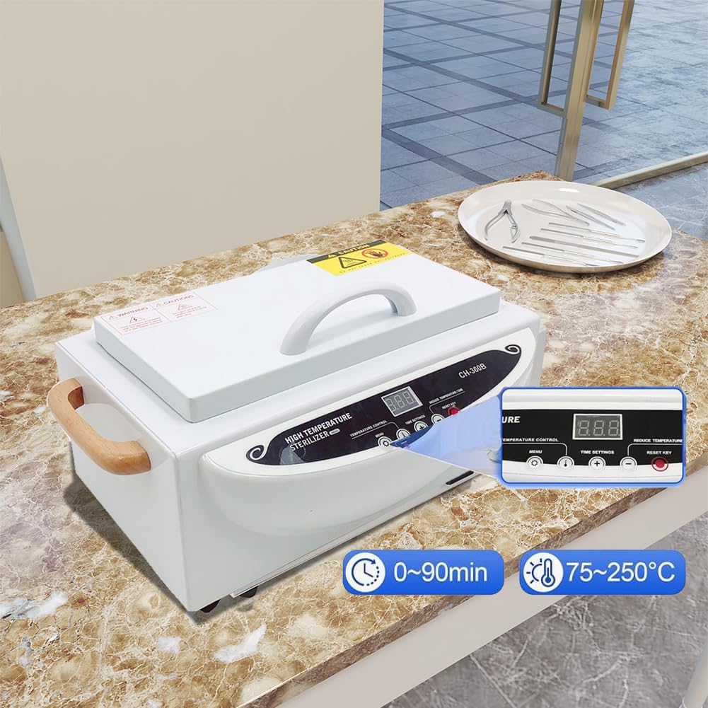 Stérilisateur à air chaud 500 W - 220 °C - Haute température - Chaleur sèche - Stérilisateur d'ongles avec minuterie - Pour cosmétiques, salon de pédicure, salon de coiffure