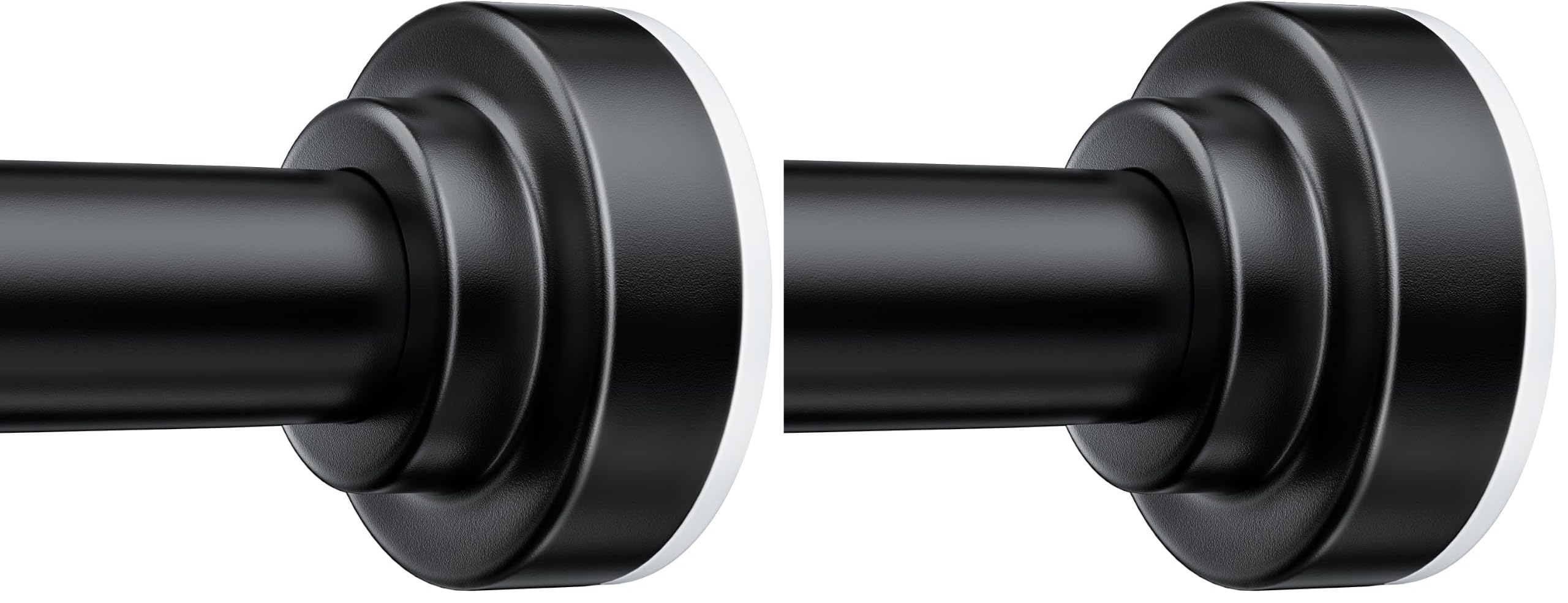 TEECK Shower Curtain Rod, 32-80 inch Adjustable Spring Tension Curtain Rod, Never Rust Anti-Slip Shower Curtain Rod for Bathroom, No Drilling, Never Collapse, Easy to Use, Black (Pack of 2)