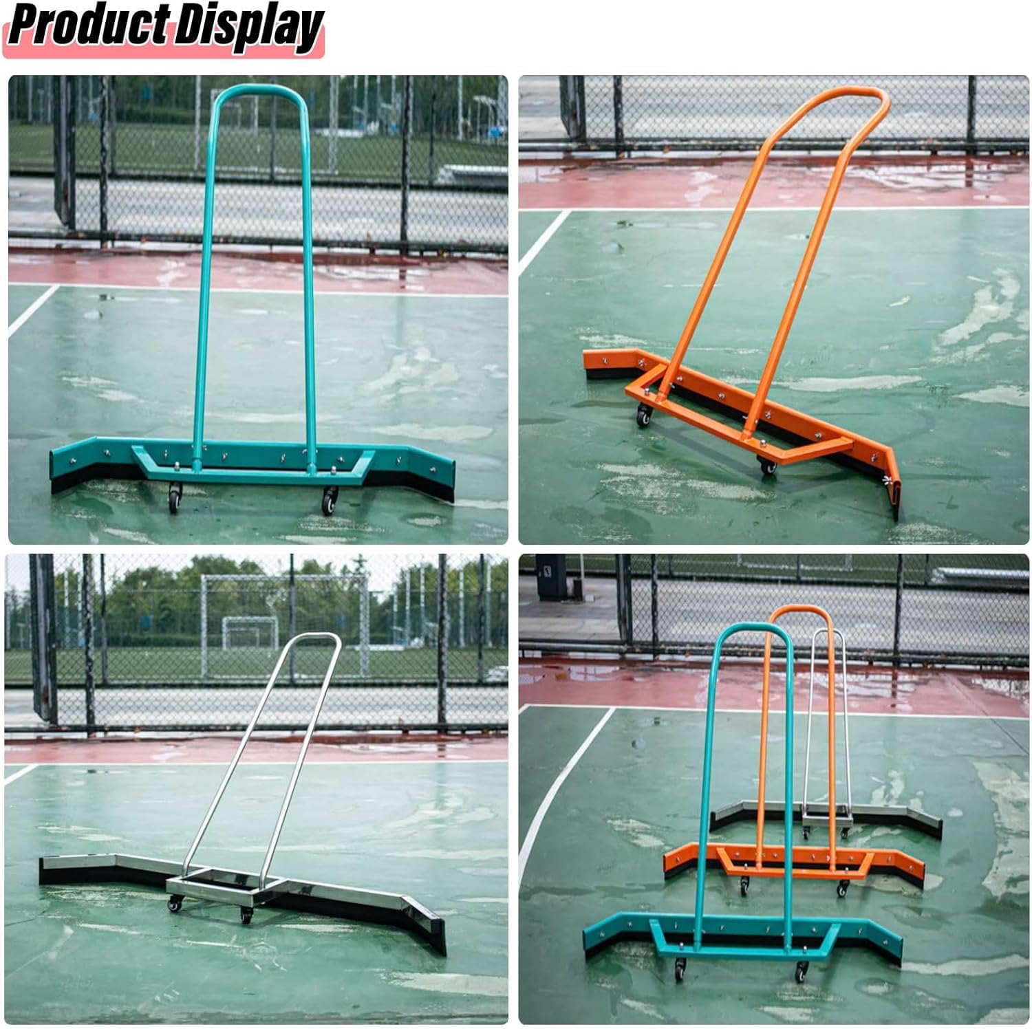 Escobilla de goma para cancha de tenis con ruedas, secador de rodillos de 33.9 pulgadas para cancha de pickleball en suelo de baldosas de concreto, removedor de agua resistente