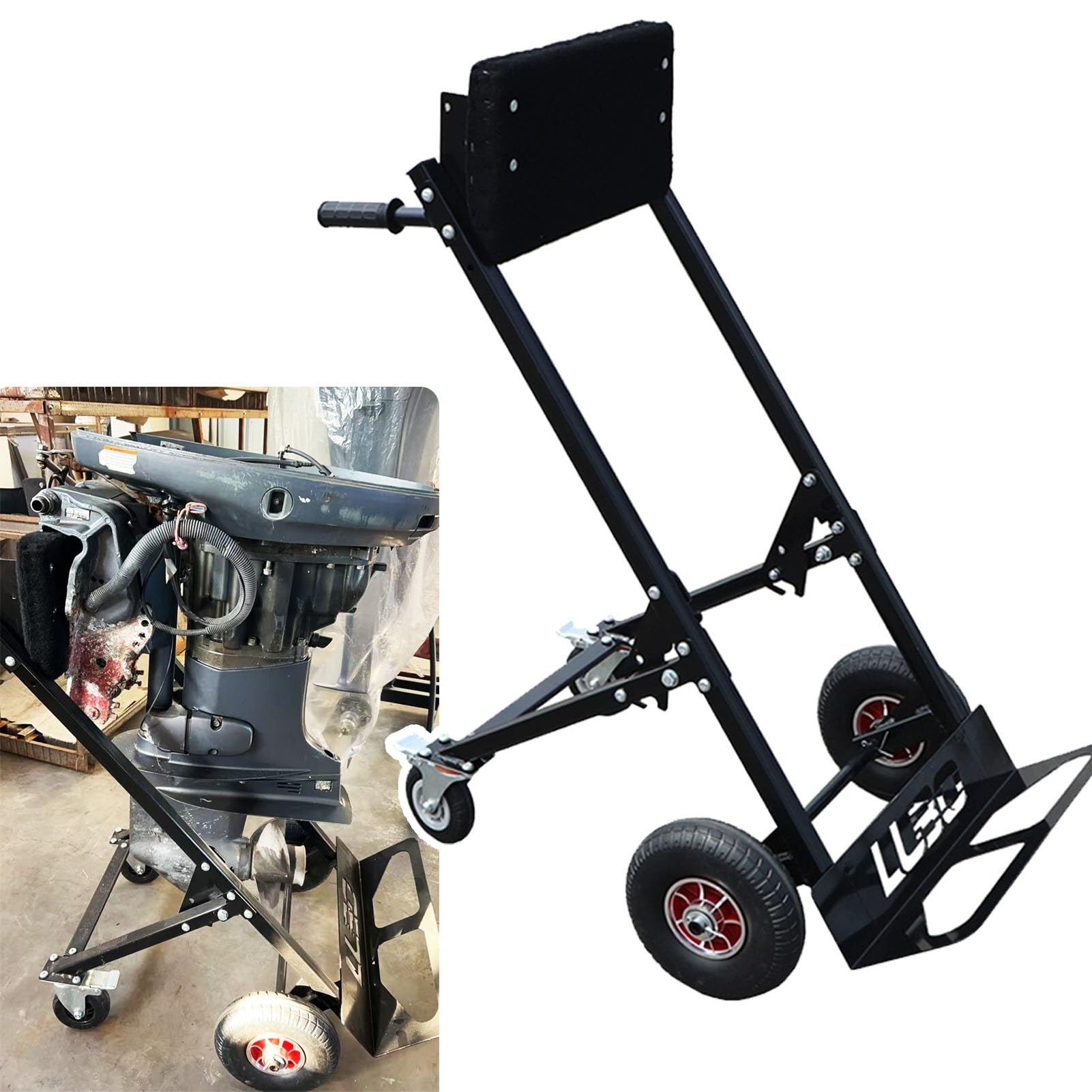 Carrello Motore Fuoribordo Carrello Porta Motore Fuoribordo per Impieghi Gravosi, Supporto Pieghevole in Acciaio per Motore Fuoribordo da 80 CV, Supporto Motore con Maniglia Regolabile in Altezza