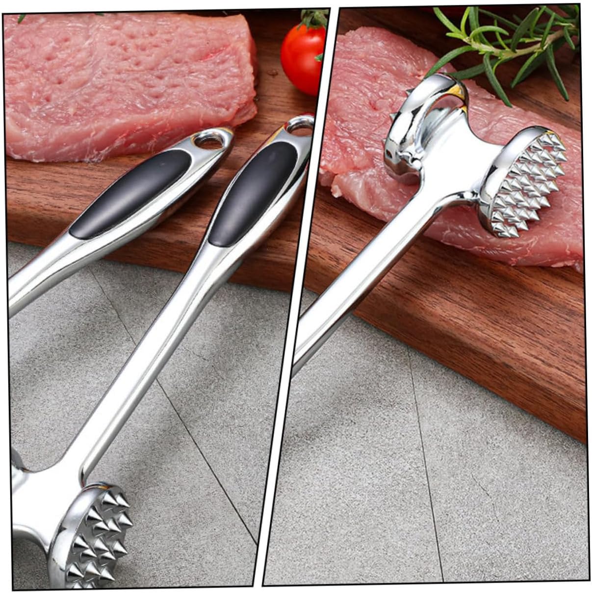 Double-sided Zinc Alloy Meat Tenderizer Hammer for Kitchen Cooking Multi-functional Meat Mallet Tool with Comfortable Grip Efficiently Softens Pork Beef Chicken and Poultry Fibers
