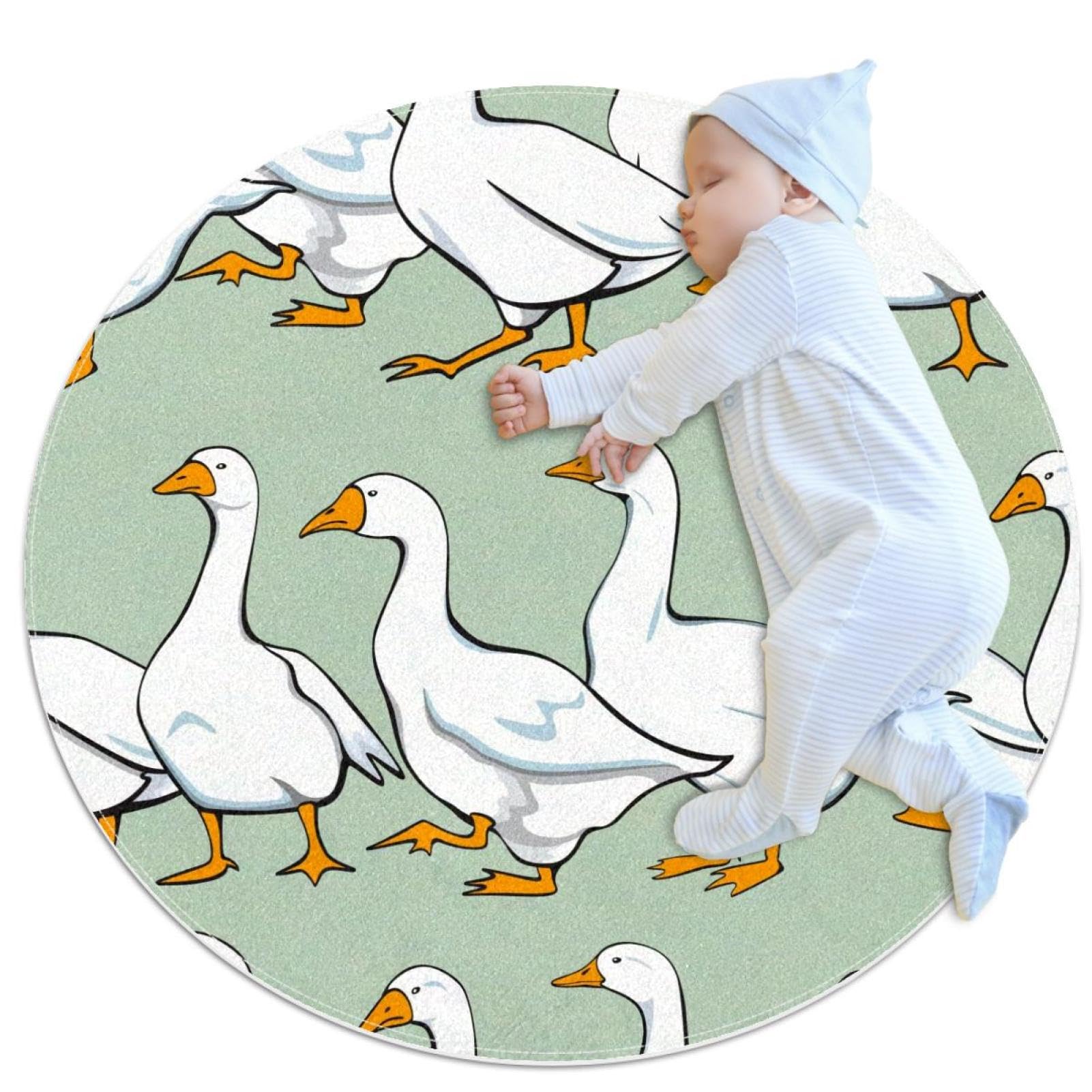 Tapis de salle de bain rond design camomille pour une chambre de bébé cocooning
