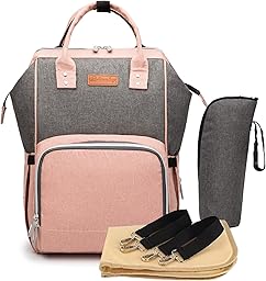Multifunción pañal bolsa de pañales cambiador de viaje, gran capacidad mochila bolsa reutilizable, ligero elegante Durable Mochila con bolsillo botella aislante para mamá y papá
