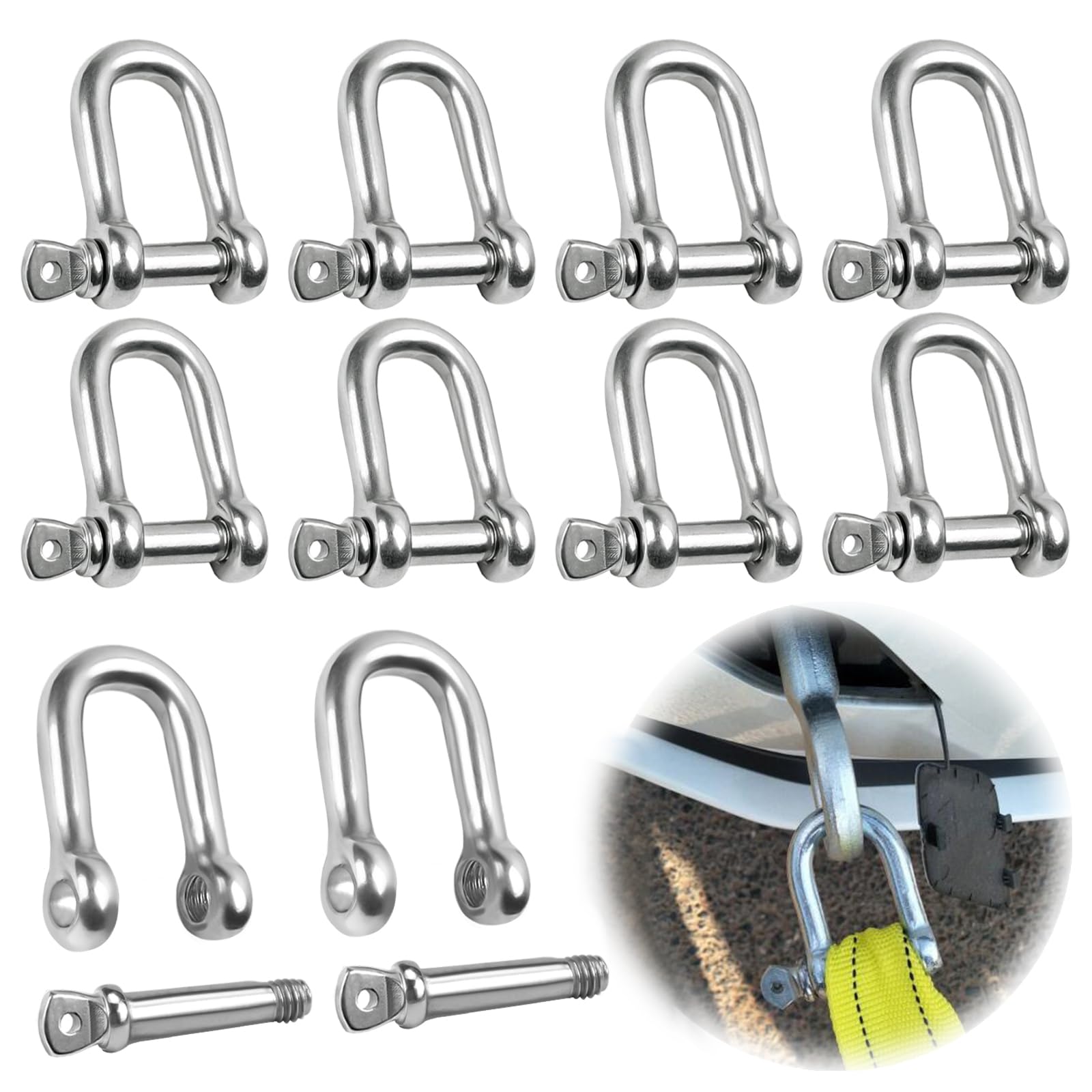 AMANKA Émerillon Avec Manille De Levage 10x125mm Acier Inox - Charge Max 420kg Pour Sièges Suspendus