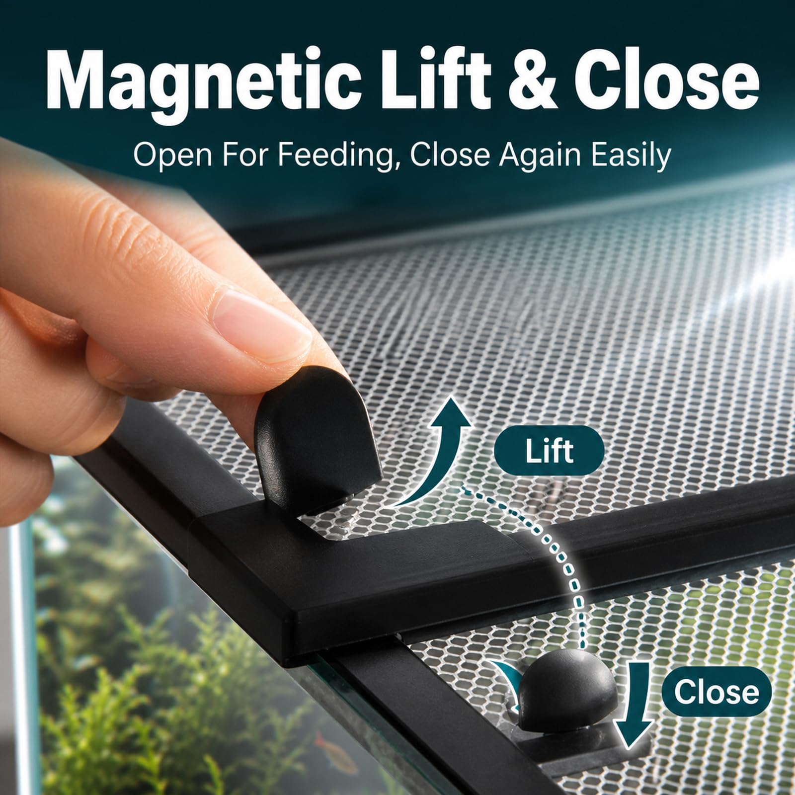 Magnetische Aquariumabdeckung,Fischtankdeckel Schutznetz,Fischs Aquarium Anti-Jumping Netzabdeckung,Transparency,Zuschneidbar,für Büros und Lobbys,Reisen,Tierhandlungen