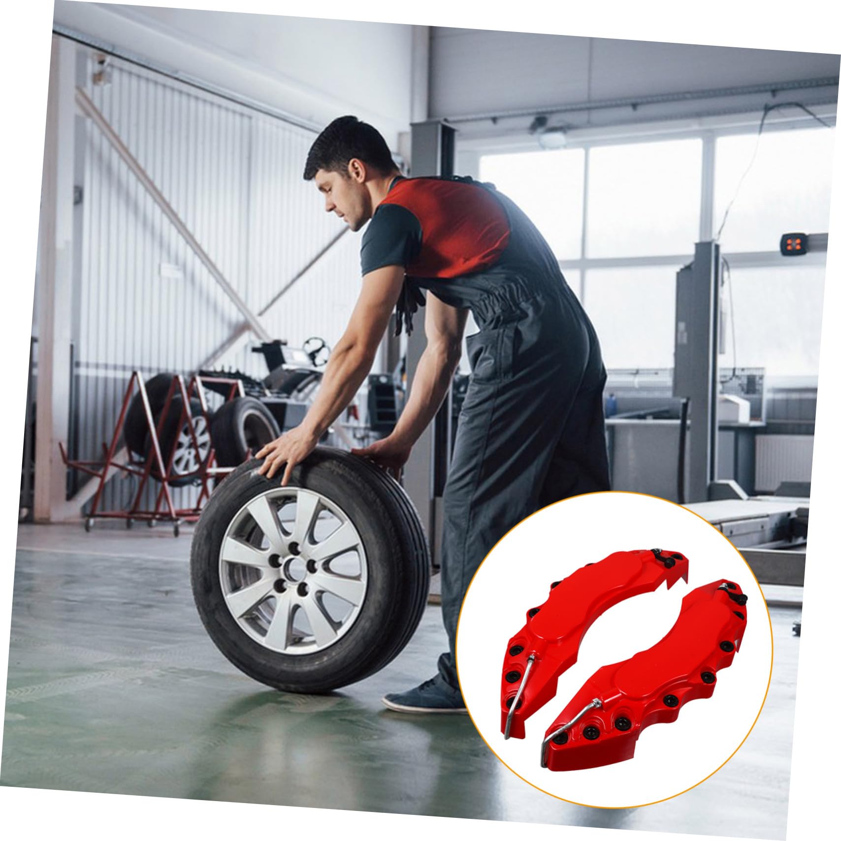Copri Pinze Freno Auto in ABS Rosso, Facile Installazione, Decorazione Elegante per Migliorare L'aspetto delle Ruote la Protezione del Veicolo