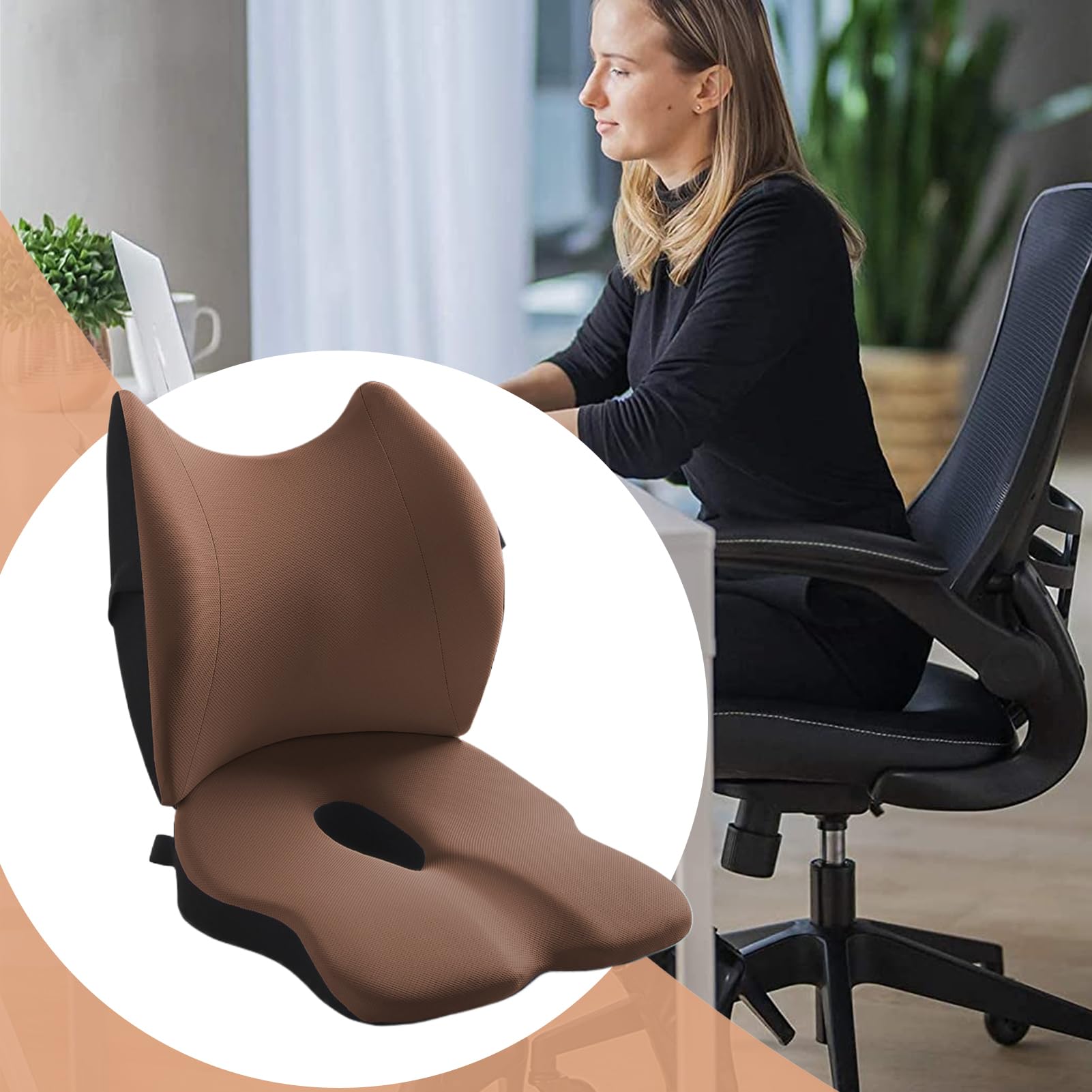 Cuscino imbottito per sedia Supporto Lombare e Schienale Antiscivolo | Sedile Cuscino Per Seduta Antiscivolo E Poggiaschiena Unisex Uso Auto Scrivania Sedia Ufficio Casa