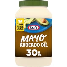KRAFT Avocado Oil Mayonnaise, 30 oz. Jar | Reduced Fat Avocado Mayonnaise with Resealable Lid | Healthy Mayo & Alternative Mayo | Lunch Bag Sandwiches Essential Ingredient