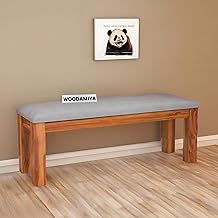 WOODAMIYA Wooden Seating Bench (Teak Finish, Design-1)