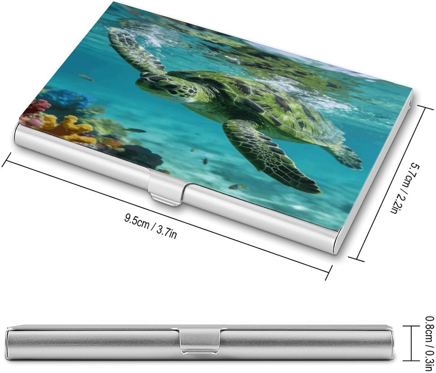 Sea Turtle Business Card Holder Slim Metal Business Card Case Portable Professional Name Card Holder Minimalist Name Card Case Personalized Business Card Organizer