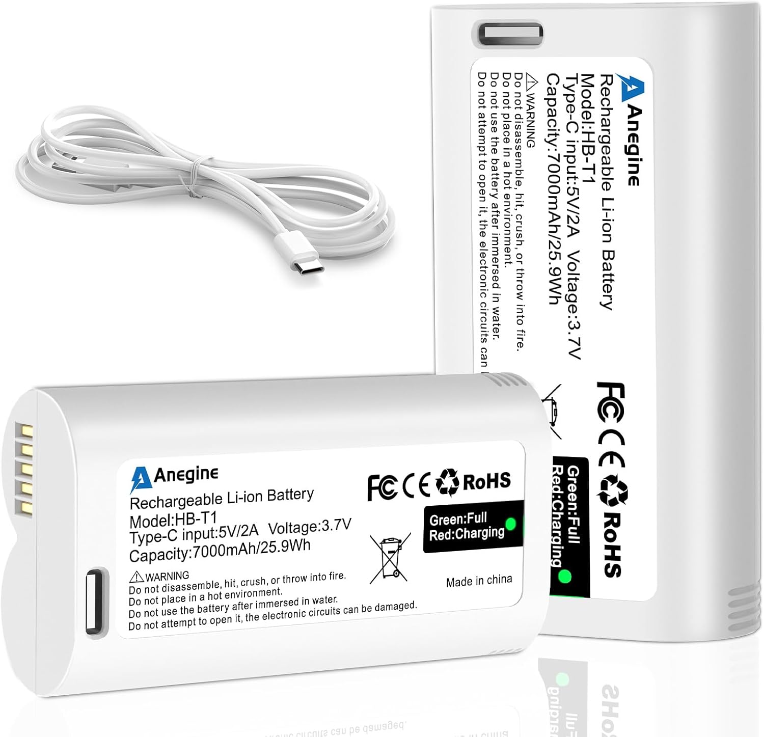 anegine WBAT1 Battery Cam Pro Upgraded 7000mAh Removable Battery Pack Replacement for Wyze Cam Pro 2K Camera with Type-C Direct Charging Port (2-Pack)