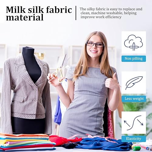 Miniatura 7 de Tudomro 2 piezas de cubierta de tela de maniquí negro cubierta de vestido con elasticidad maniquí cuerpo de tela para diseñador minorista boutique