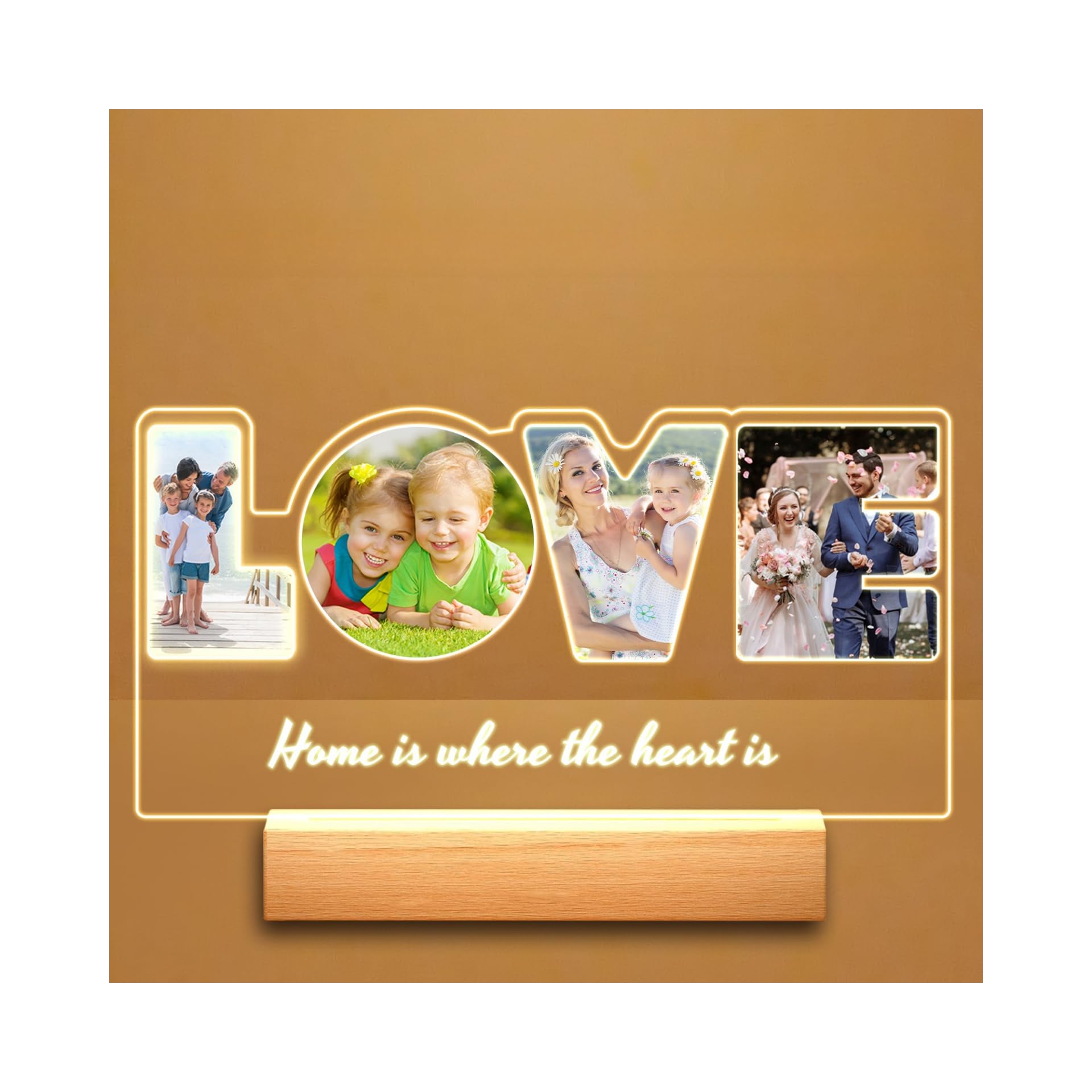 Personalised Gifts for Mom/Baby/Kid/Family/Pet, Personalized Love Photo Frame, Personalized Photo Frame with Night Light, Personalized Birthday Gifts for