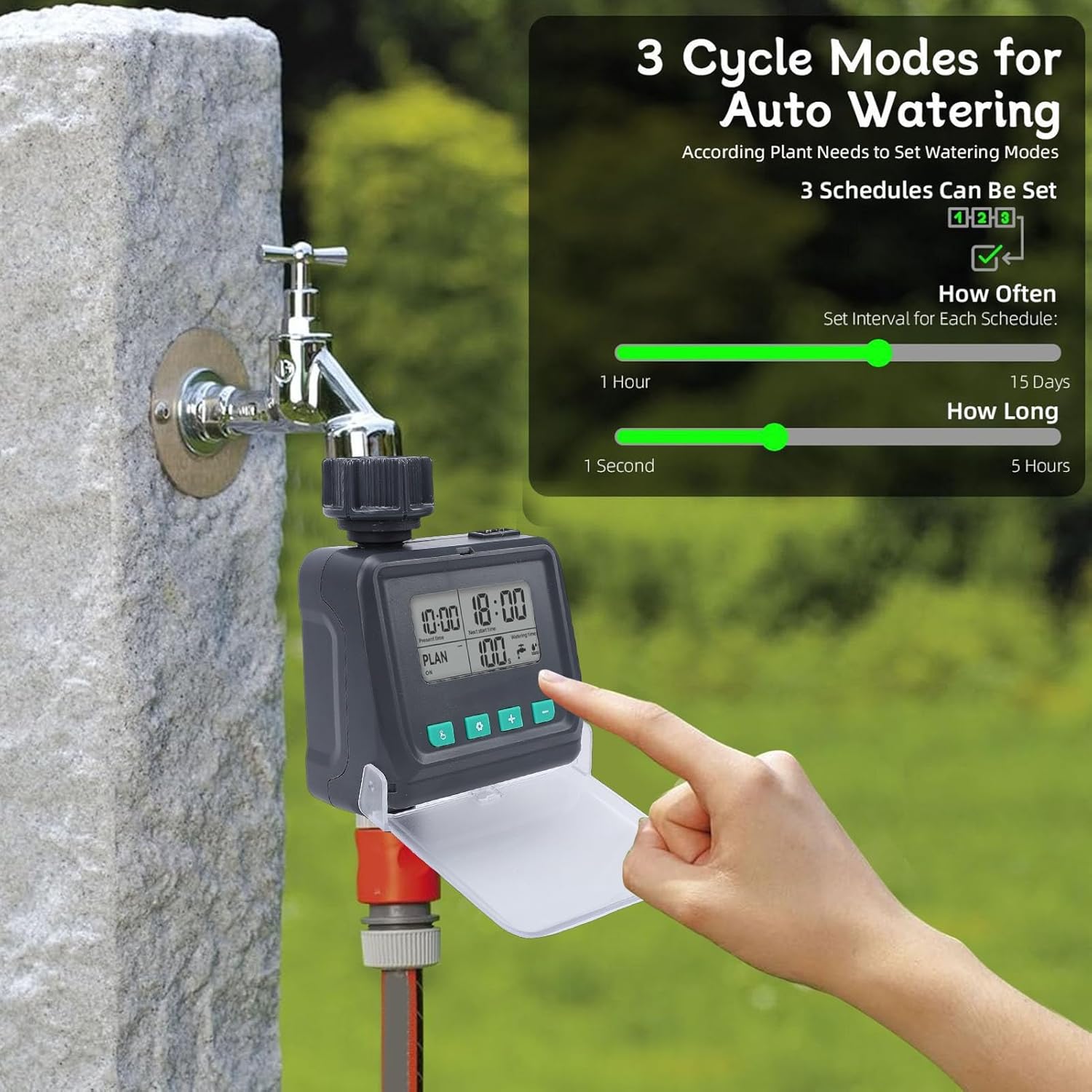 Automatic Sprinkler Timer, Programmable and Plastic, Lawn Watering System, for Garden Hose Outdoor Plants Lawns Yards