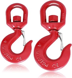 AYAYGD 2-Pack 3 Ton G80 Swivel Lifting Hooks with Safety Latch - 6600 lbs Capacity, 360° Rotation for Cranes, Towing & Hoists