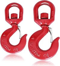 2Pcs 3 Ton Heavy Duty Swivel Hook, 360 Degree Crane Swivel Lifting Hook with Safety Latch, 6600 lbs Rotating Hoist Hooks Swivel Eye Sling Hook, Universal G80 Swivel Chain Hooks for Lifting Chains