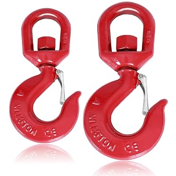 2PCS Heavy Duty Swivel Hook,3 Ton Swivel Lifting Hook with Safety Latch