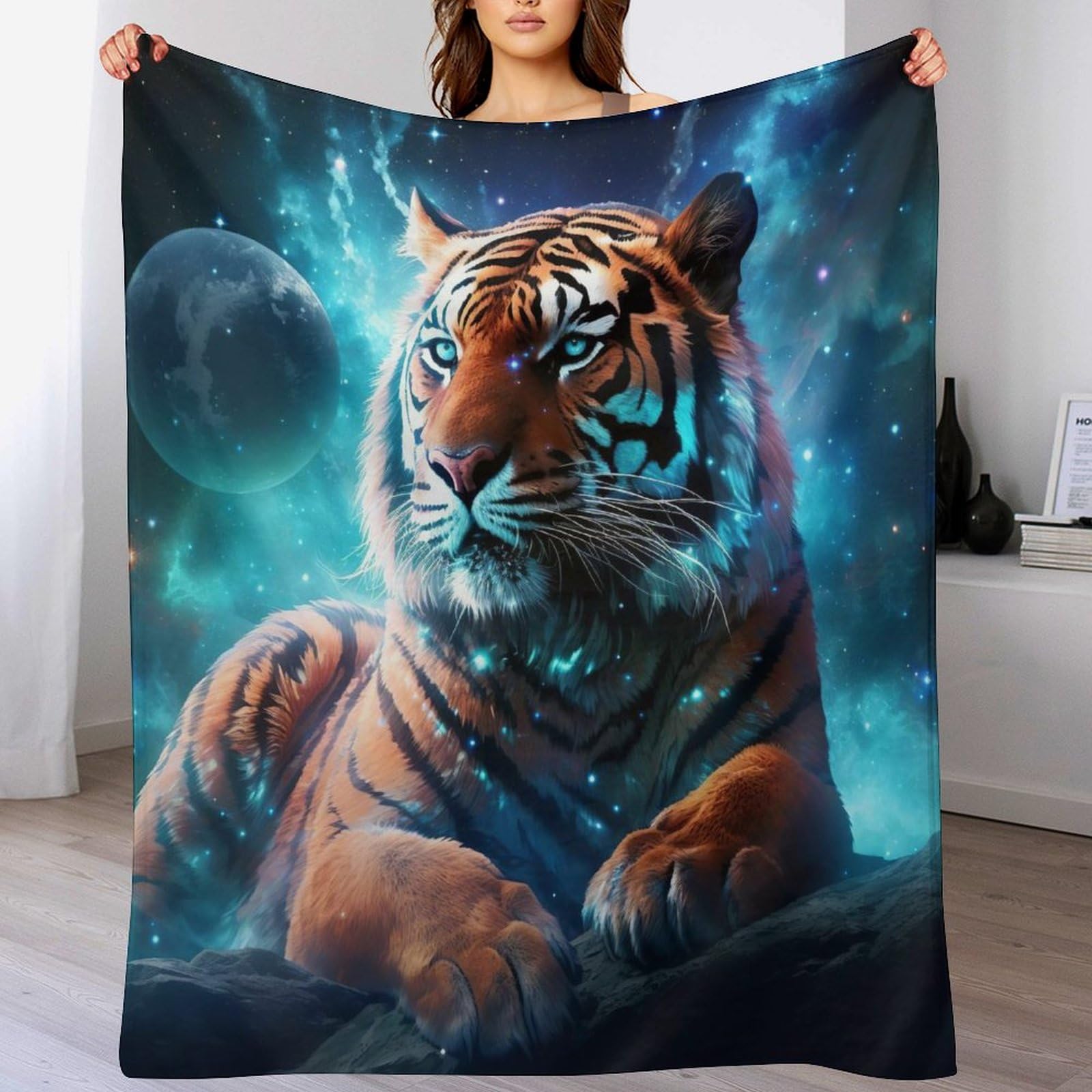 Manta de tigre para sofá y tardes de películas en el salón