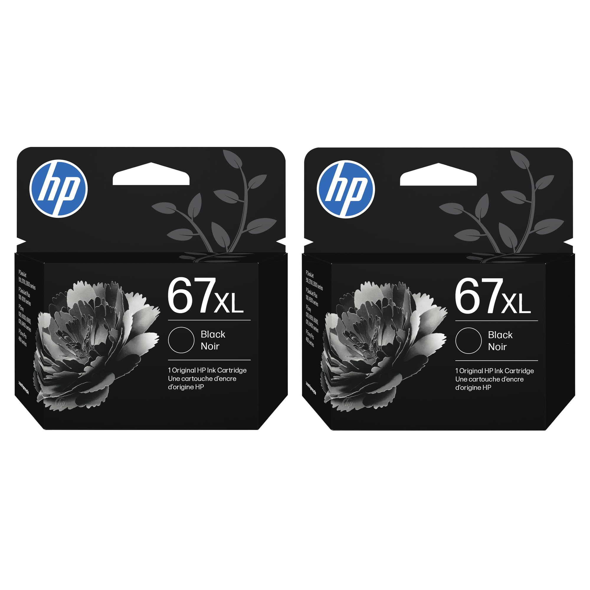 HP 67Xl Black High-Yield Ink Cartridge - 2 Pack| Works with DeskJet 1255, 2700, 4100, Envy 6000, 6400 Series One Size (Pack of 2)