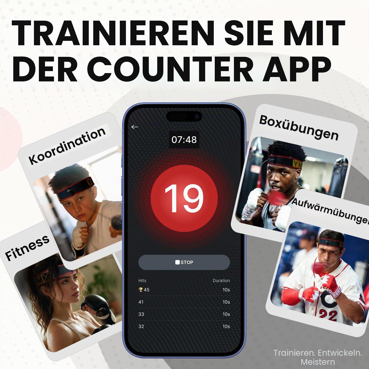 YMX BOXING Reflexball - 4 Bälle + 2 Stirnbänder, ideal für das Training von Reflex, Reaktion und Auge-Hand-Koordination