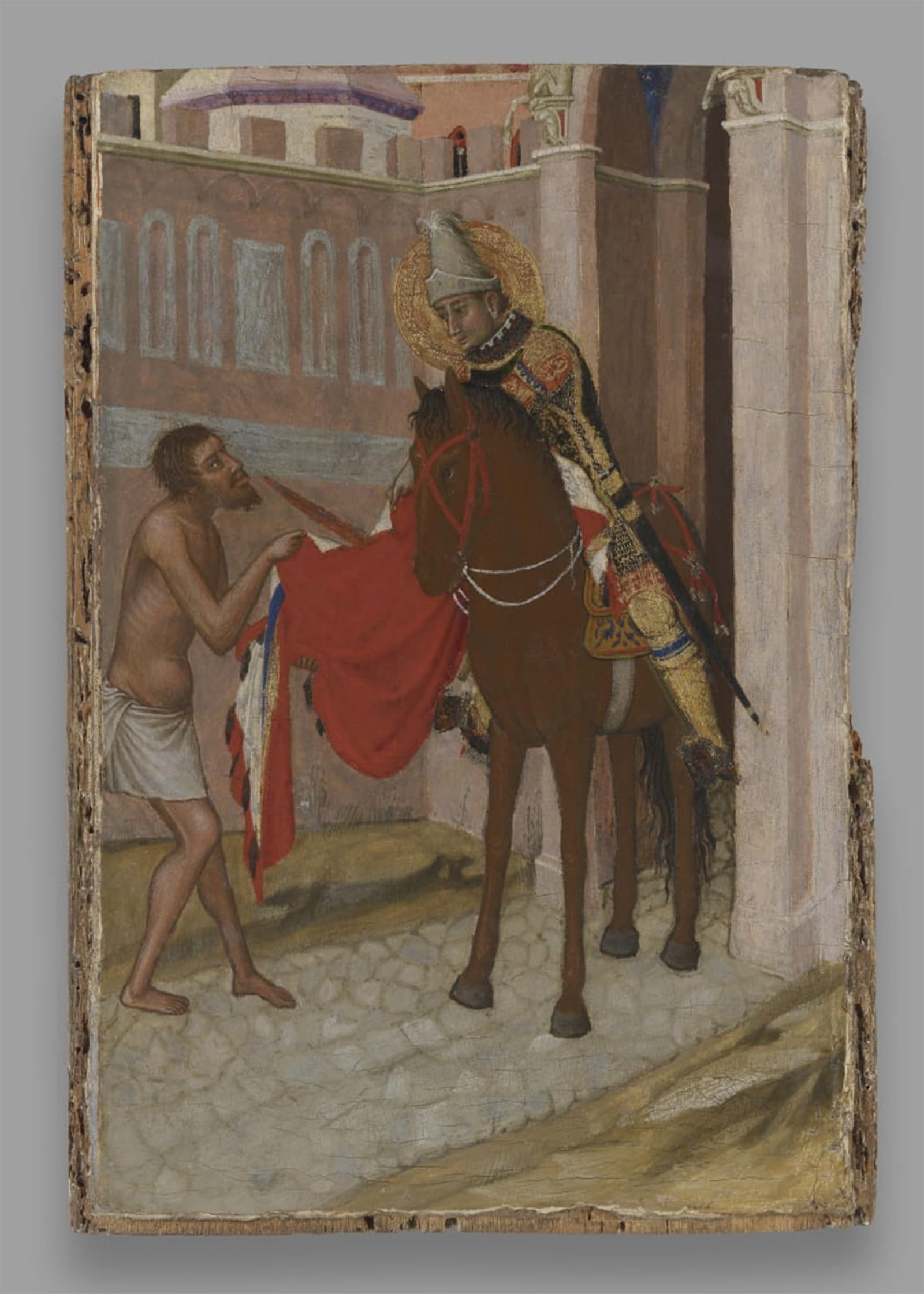 ARTXLXXBN Famous Painting Art Wall Decor Abstract Art Picture Saint of Tours Dividing His Cloak with a Beggar by Ambrogio Lorenzetti Animal Pictures for Home Decor 60x90cm