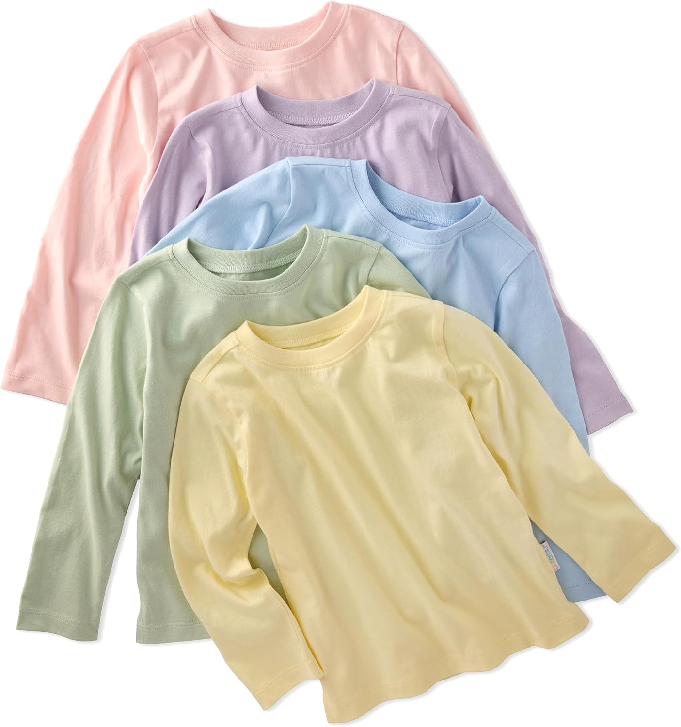 London 5-Pack Long Sleeve T-Shirts 100% Organic Cotton for Baby, Toddler, Girls & Boys