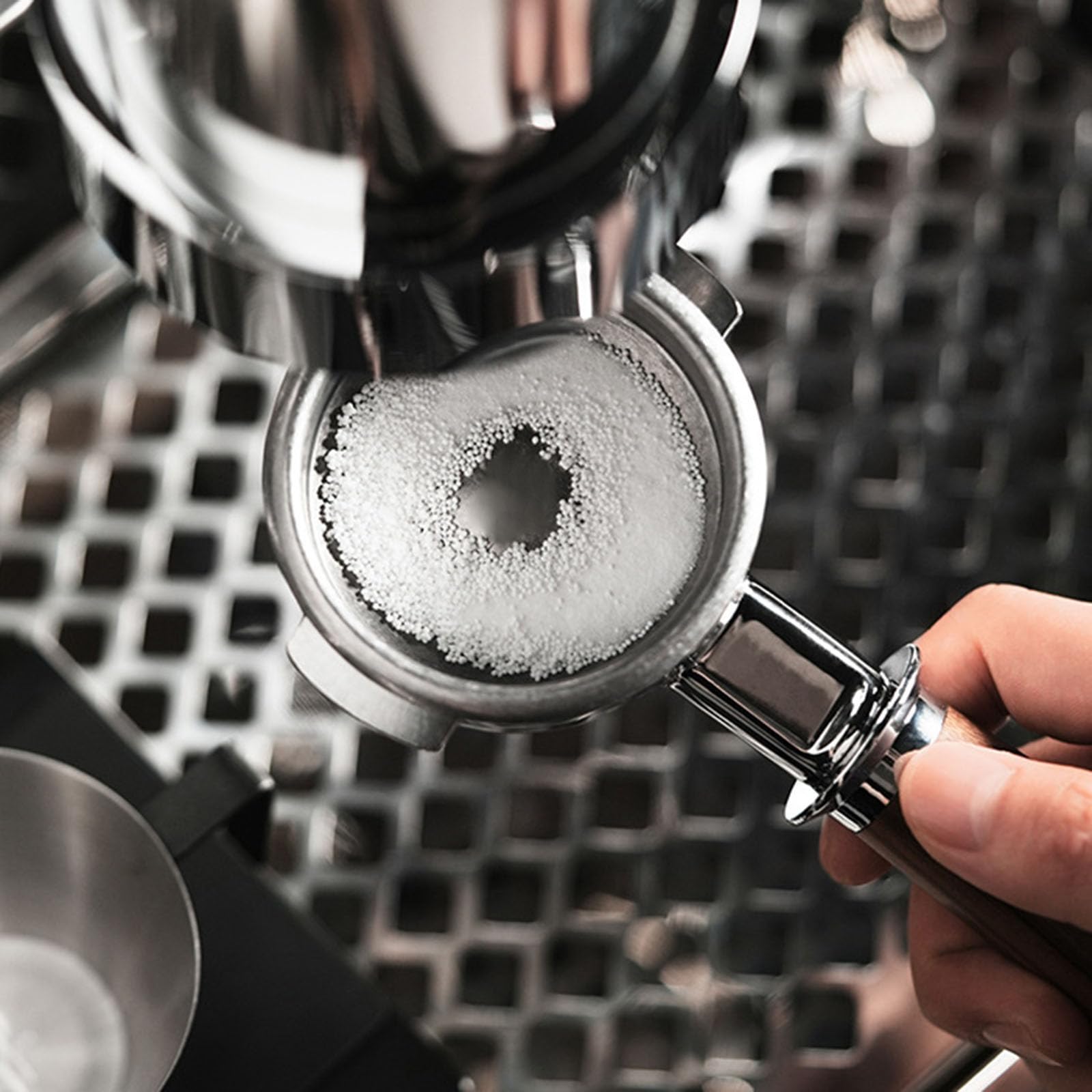 Ergonomischer Griff Kaffeemaschine Bürste und Pulverschale Espressokocher Reinigungswerkzeug für Zuhause Kaffeezubehör Espressomaschine Reiniger Werkzeug