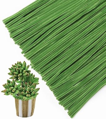 200pcs Pipe Cleaners [Olive Green] Thick Chenille Stems for DIY Crafts & Art Projects, Beginners Manual Included