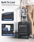 Carry On Luggage with Spinner Wheels, Softside Small Personal Item Suitcase Airline Approved, Rolling Suitcase for Travel Business Overnight, Black