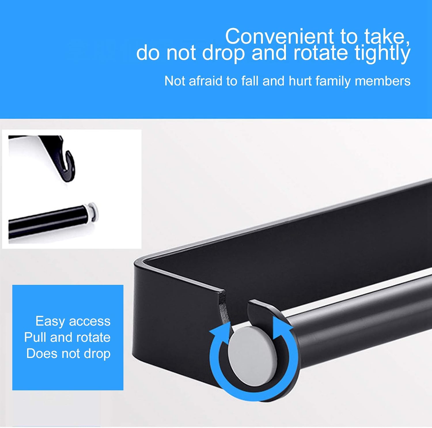 Paper Towel Holder Wall, Kitchen Plastic Wrap Film Paper Towel Rack, Paper Roll Dispenser Holder for Kitchen, Pantry, Bathroom (Black 32cm)