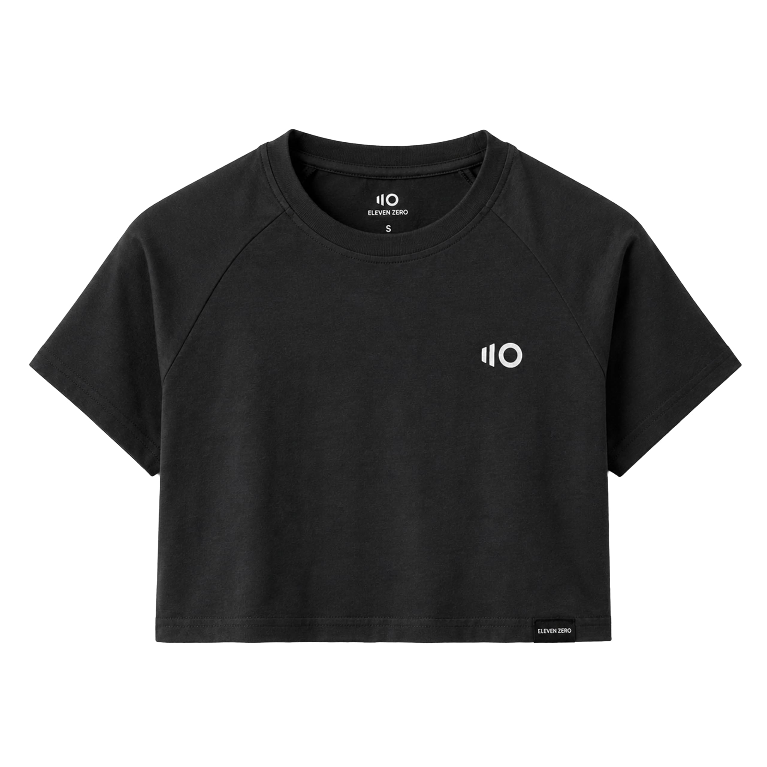 Eleven Zero Sports Women’s Cropped T-Shirt, 100% Cotton Raglan Tee, Crew Neck Short Sleeve Crop Top