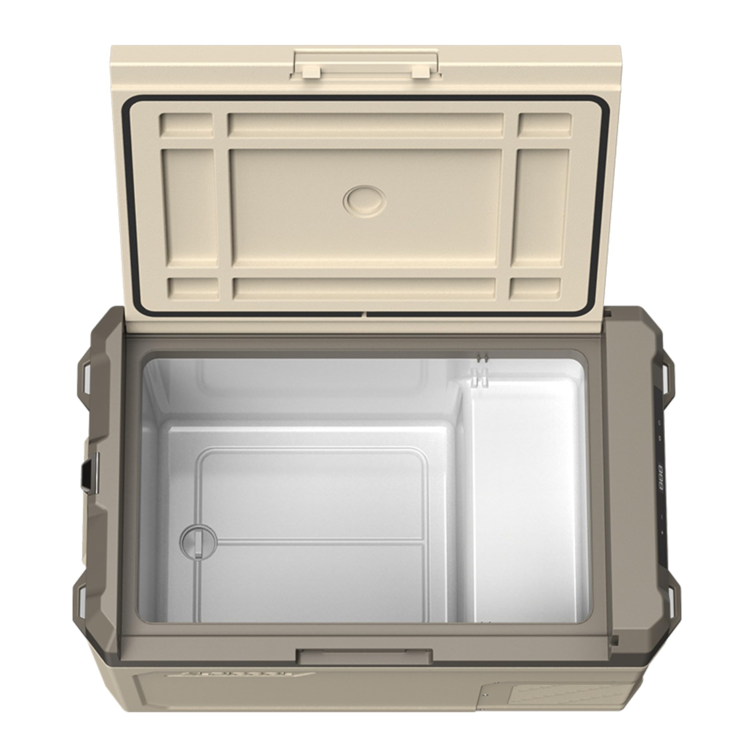 Kompressor Kühlbox 40L – Mini Kühlschrank mit App-Steuerung & ECO-Modus, 12V/24V/230V für Auto, Camping, Wohnmobil & LKW, Gefrierfunktion bis -20°C, Beige-Braun