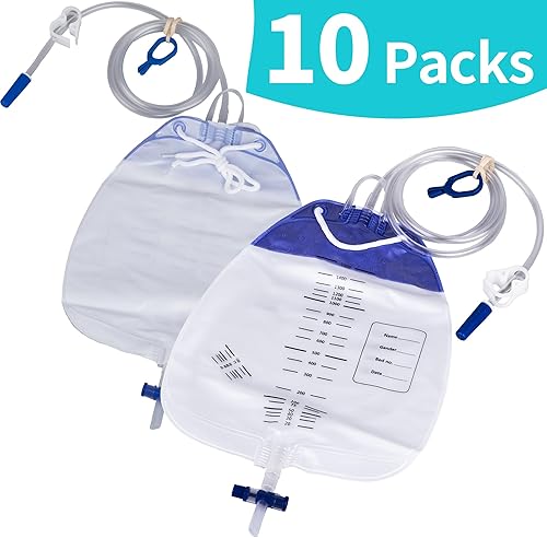 Miniatura 5 de 10 paquetes de bolsas de drenaje de 50.7 fl oz con bolsa de drenaje urinario antirreflujo a prueba de fugas  bolsa de recolección de orina con tubo