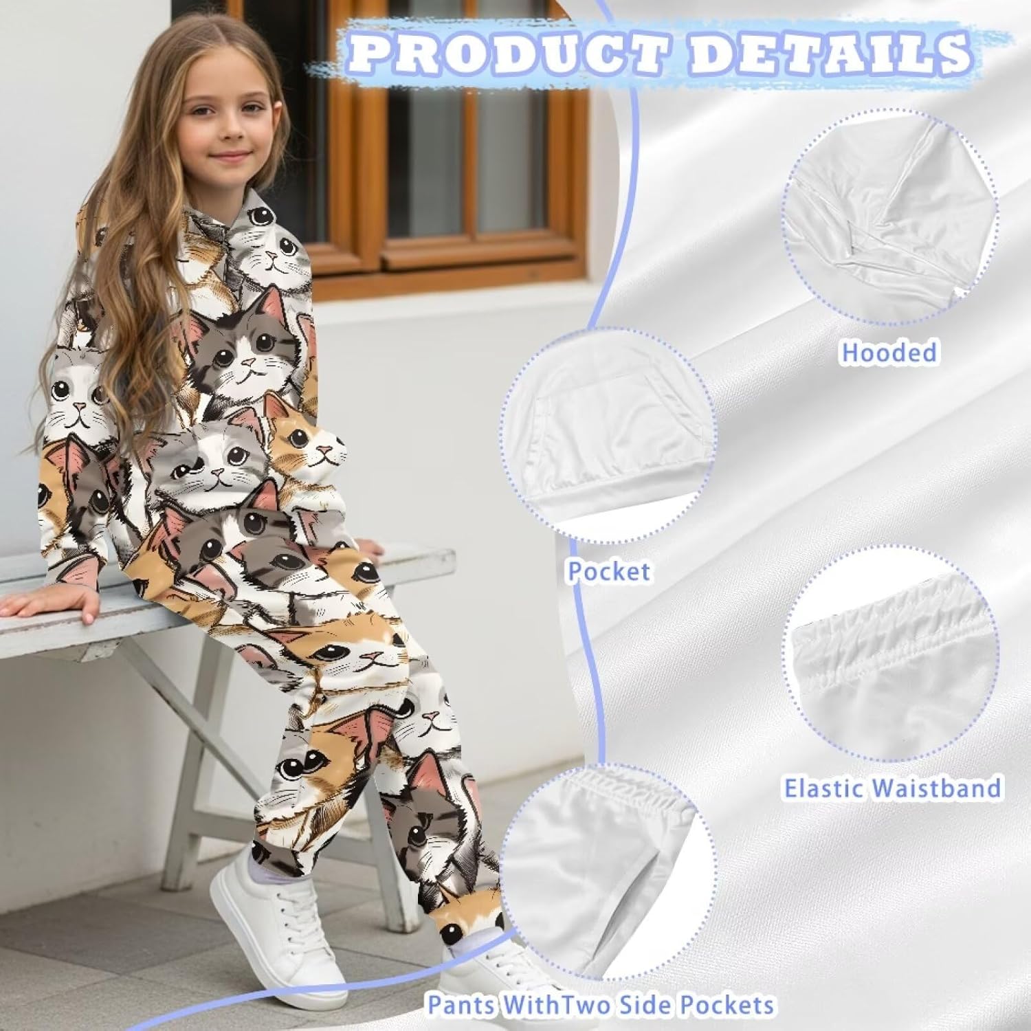 Girl Sweatsuit Long Pants sets Back to School Twin Set Casual Clothing Sets Fall Sport Jogger Set 5-12 Years