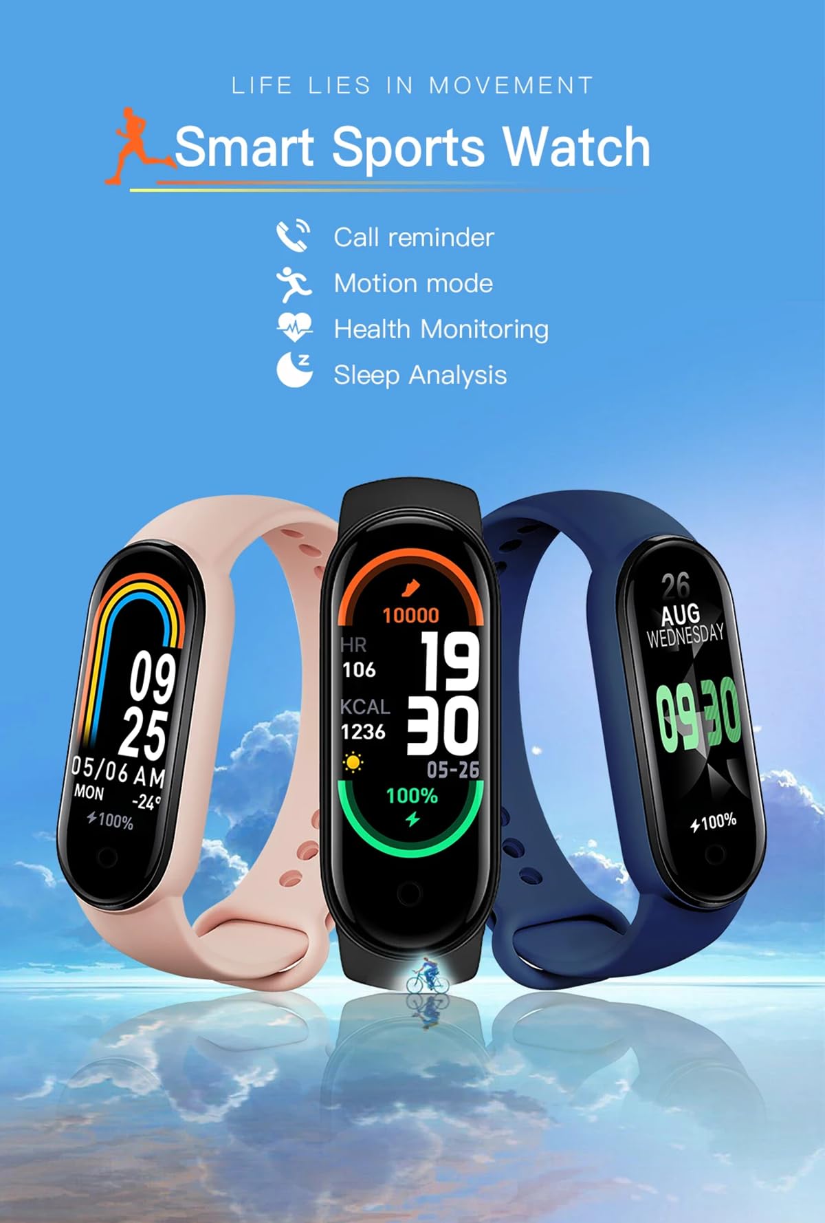 Banda Inteligente M8 8 Frecuencia Cardíaca Oxigenación IP67 Impermeable Sueño Carga Magnética (Negro)