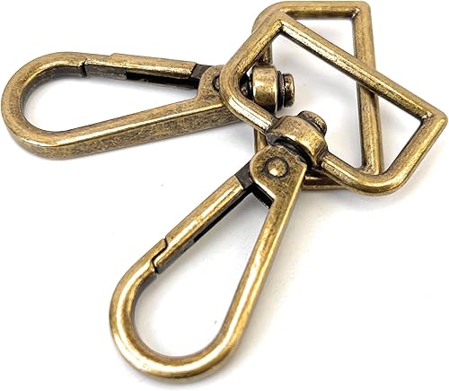 VersaKits 10 piezas de 1 pulgada de bronce con anillo en D giratorio, cierre de langosta para puerta de empuje, clips de gatillo para bolso,