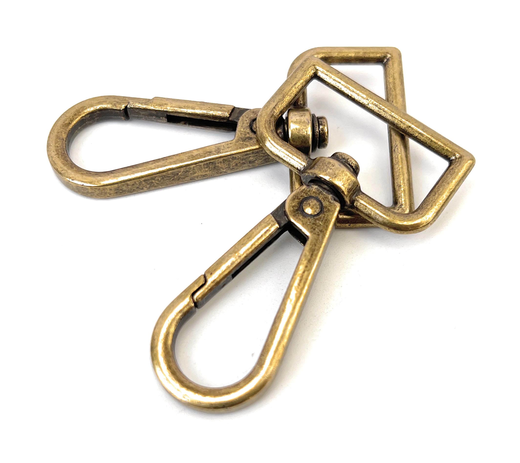 10 Moschettoni Girevoli VersaKits 2,5 Cm Con Anello A D - Colore Bronzo - Per Borse, Portachiavi, Cinghie