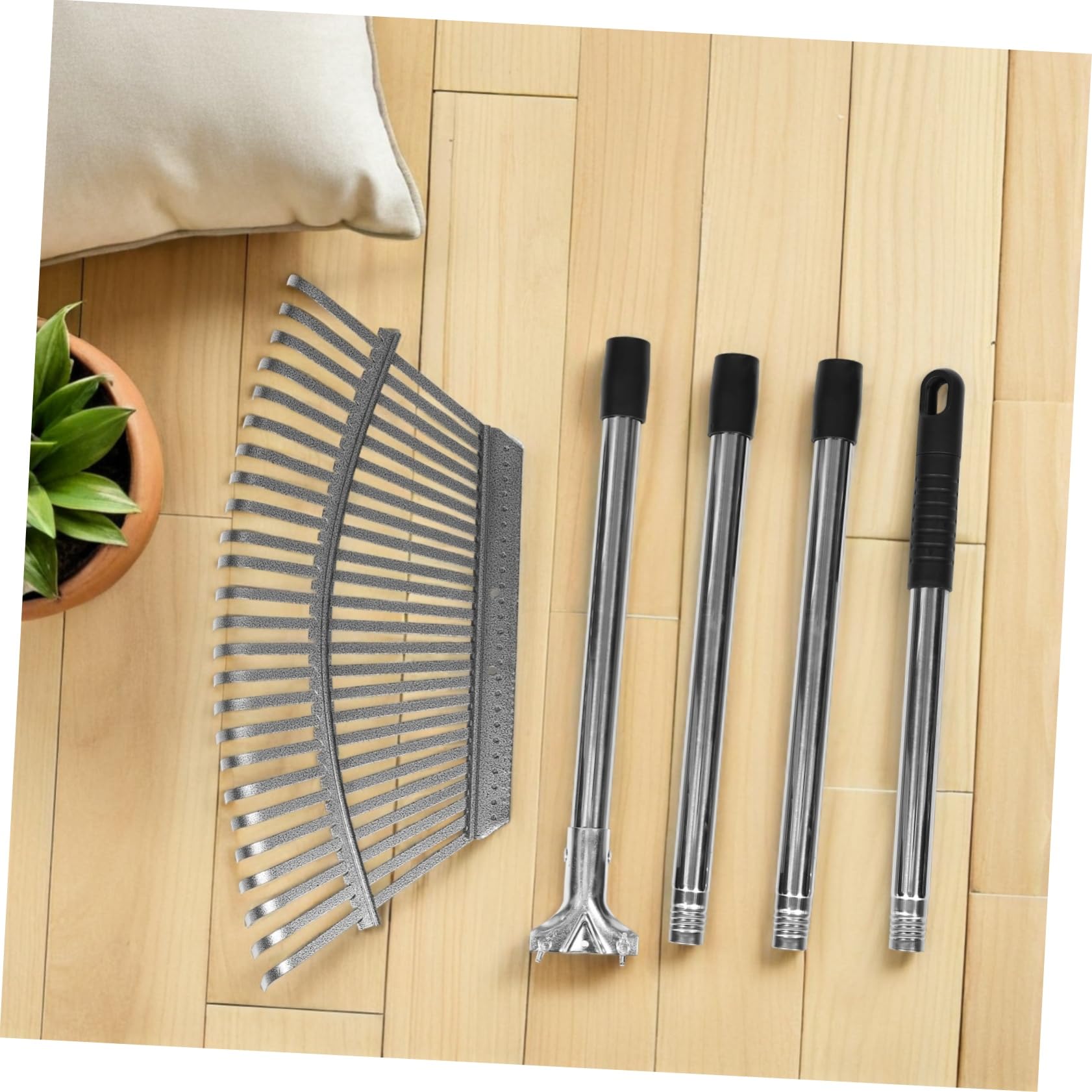 Rastrillo De Jardín De Metal Pequeño y Resistente Rastrillo para Jardinería para Césped y Jardinería con Mango De Acero Dientes