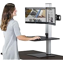Victor High Rise Electric Dual Monitor Standing Desk Workstation, 28" X 23" X 20.25", Black/Aluminum