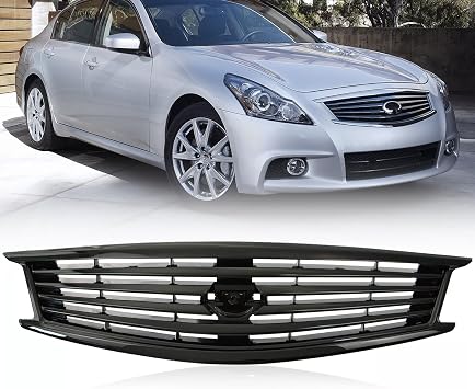 Front Bumper Grille For Infiniti G37 G25 2010-2013 Q40 4 Door Sedan Gloss Black Hood Grill