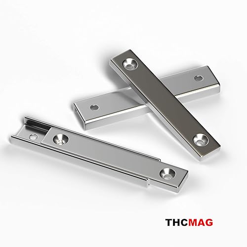 Miniatura 2 de Imanes rectangulares de neodimio para macetas de 66 libras, fuerza de tracción, 2.362 x 0.531 x 0.197 in, paquete de 8 con agujero avellanado,