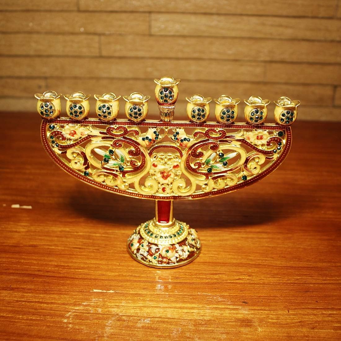 Gold Hanukkah Menorah Chanukah Candelabra Candle Candlestick Holder Hand Paited Home Decoration Party Festival Candleholder