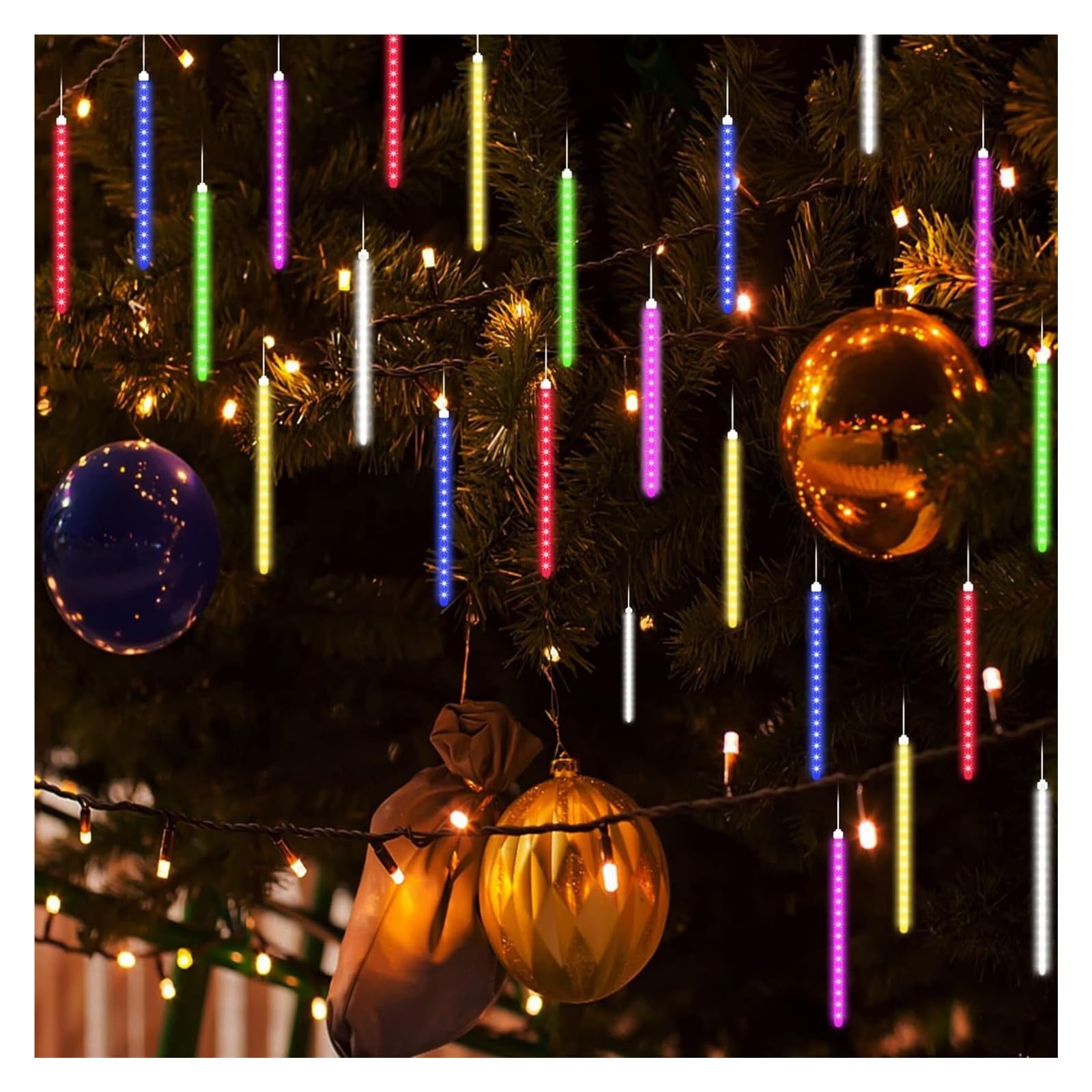 Lampki łańcuchowe, Fairy Lights Lampki choinkowe LED Światła zewnętrzne Ciepłe na Boże Narodzenie, patio, ogród, wesele, sypialnia-ciepłe Whiteolo(Multicolor,30cm 10 Tubes 240 LED)