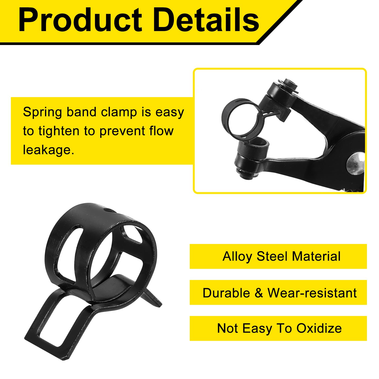 Sourcingmap 12Pcs Spring Band Type Action Fuel/Silicone Vacuum Hose Pipe Clamp - Image 3