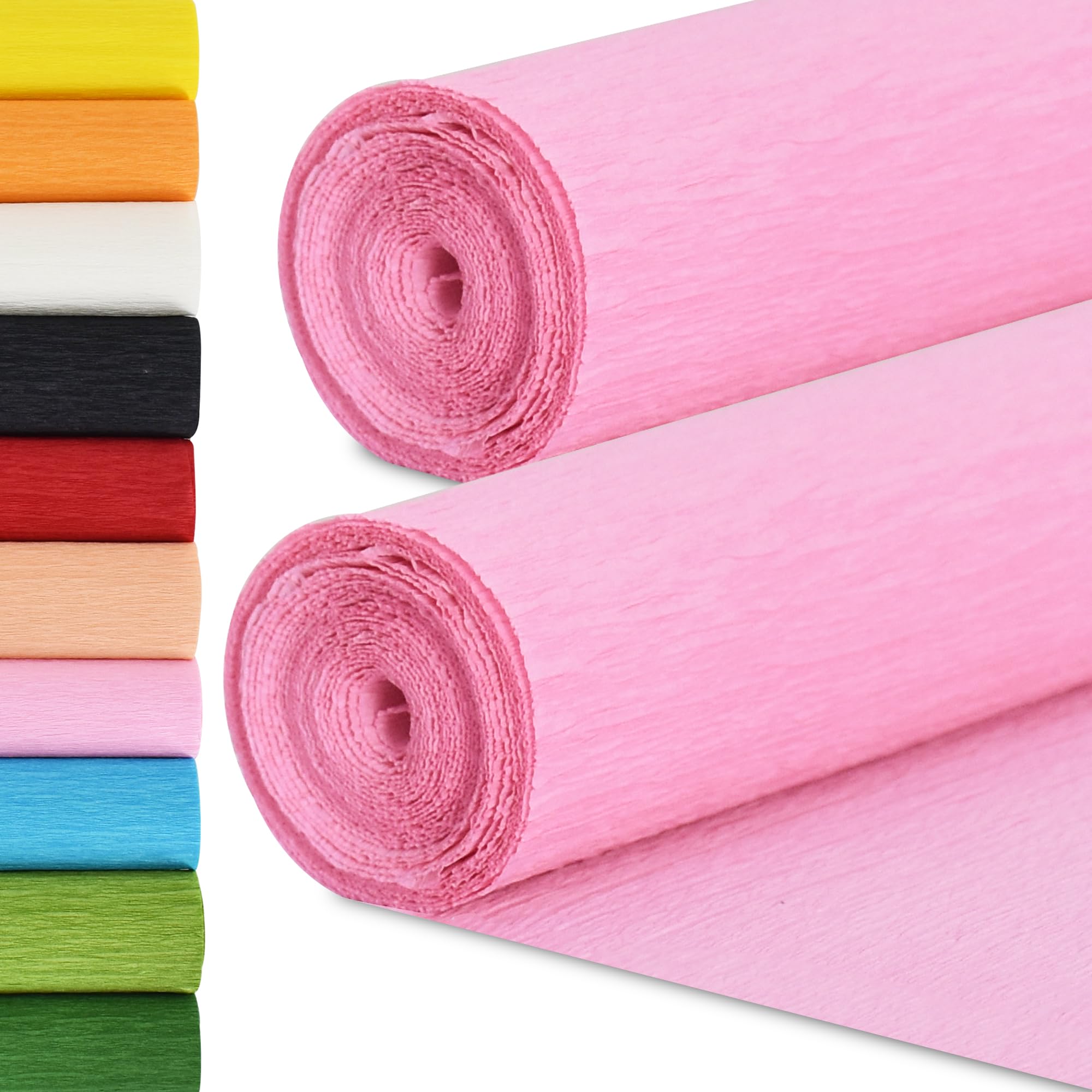 Pink Crepe Paper Roll, 9.8 Inch Wide 8ft Long Crepe Paper Sheet for Flower Making, Wedding Ceremony, Birthday Holiday Party Decoration,DIY Craft(2Rolls)