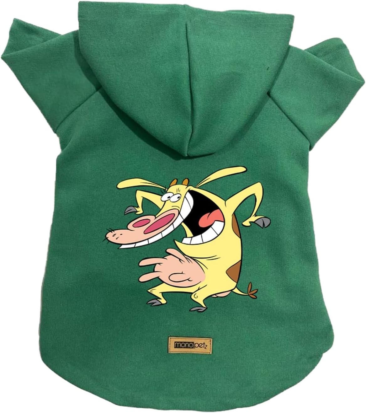 Kapişonlu Polar Sweatshirt Köpek ve Kedi Kıyafeti & Elbisesi Yeşil İnek XS