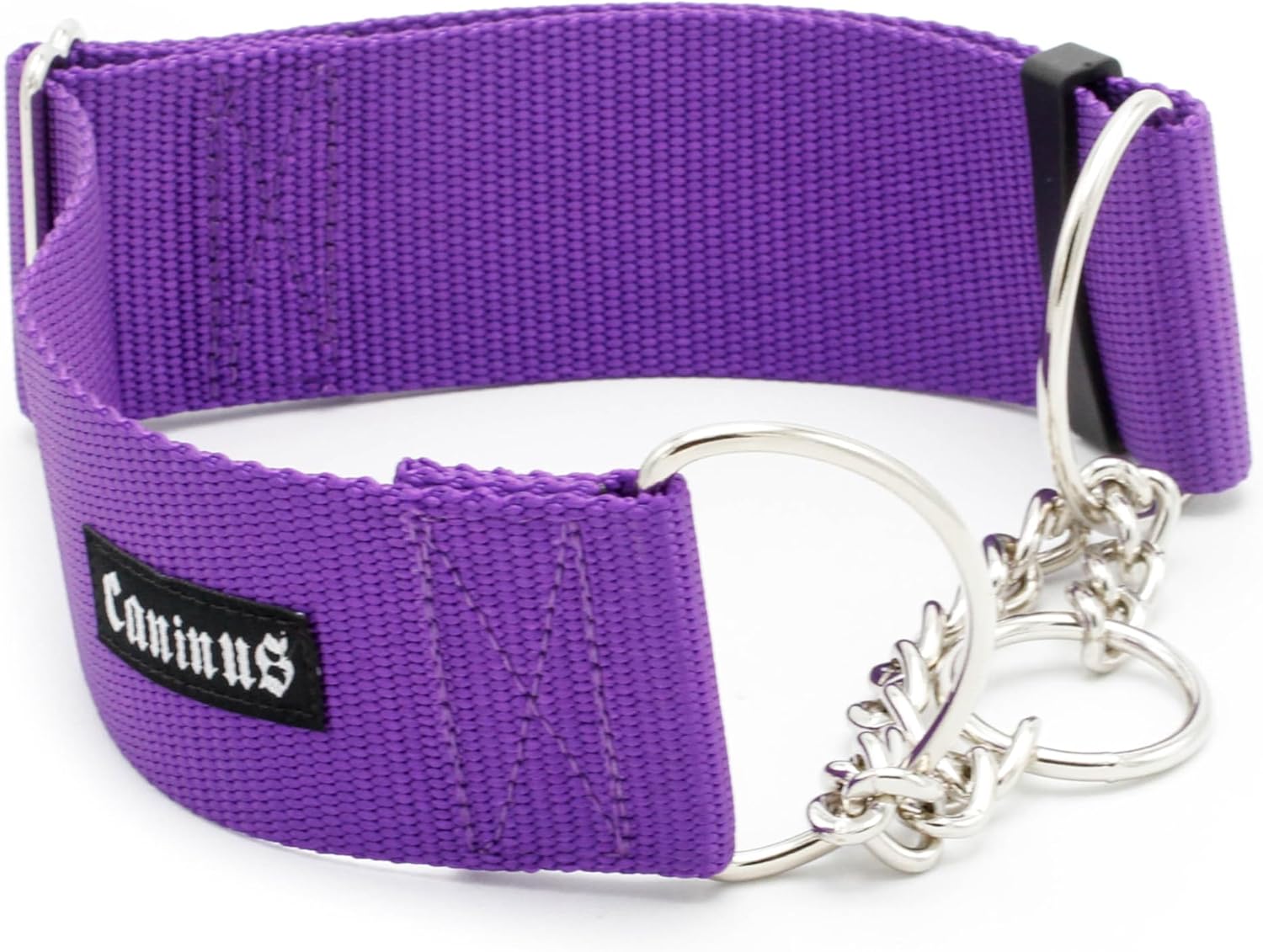 2 Inch Chain Martingale Dog Collar Heavy Duty Nylon 2" Width Half Check Dog Collar Half Chain Nylon Dog Collars (Black, XXL)