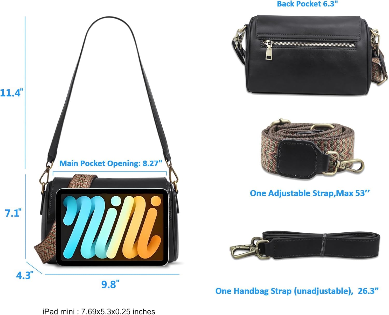 Entchin Premium Vegan Leather Shoulder Bag for Women,Detachable 2-Strap Crossbody Bag, Lady Handbag Purse - Image 4