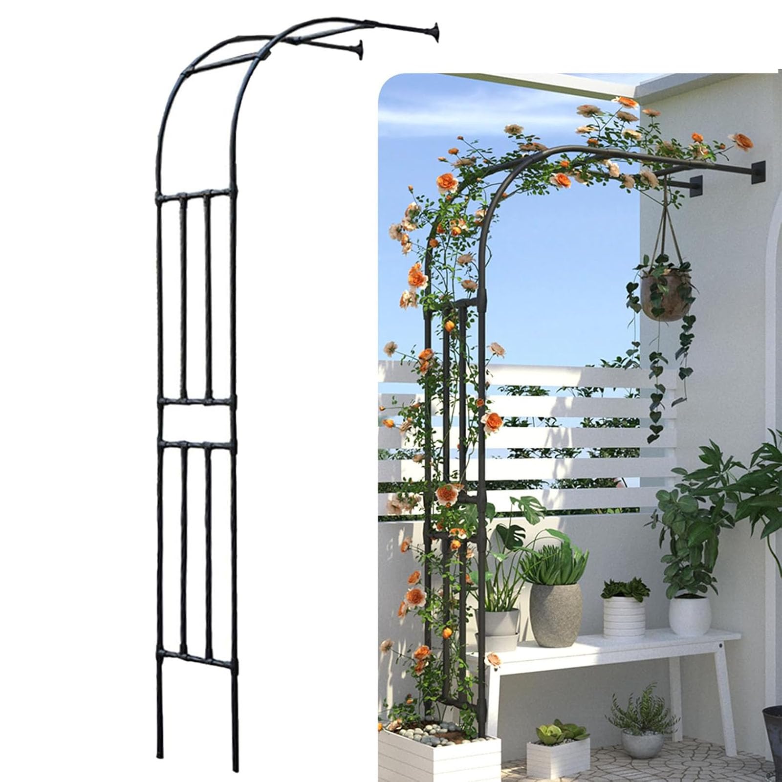Wytrzymała stalowa rama, łuk ogrodowy, półboczna kratka do roślin pnących, winorośli, pergola